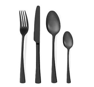 Bestdin set posate acciaio inox 6 persone,  24 pezzi, servizio posate nere opache