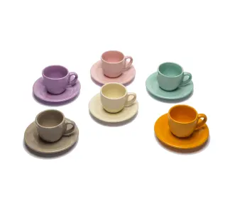 Set 6 Tazzine Multicolore da caffè in Gres