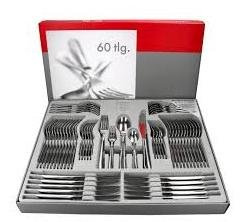 Twist  Set completo di posate da 60 pezzi, per 12 persone, con manico curvo, in acciaio inox 18/10 lucidato