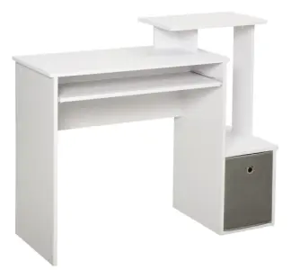 Scrivania Moderna per PC con Porta Tastiera Ripiano e Cassetto in Tessuto